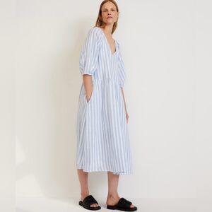 ❤️ EVERLANE THE LINEN OVERSIZED PUFF SLEEVE MIDI DRESS, XL